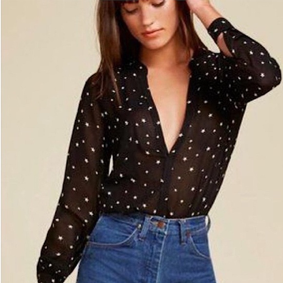 Reformation Star Button Down Semi Sheer Top Size XS - Picture 11 of 11